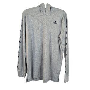 Adidas Gray Long Sleeve Hooded Tee Shirt NWT Boys Size XL 18 20 Hoodie Logo New